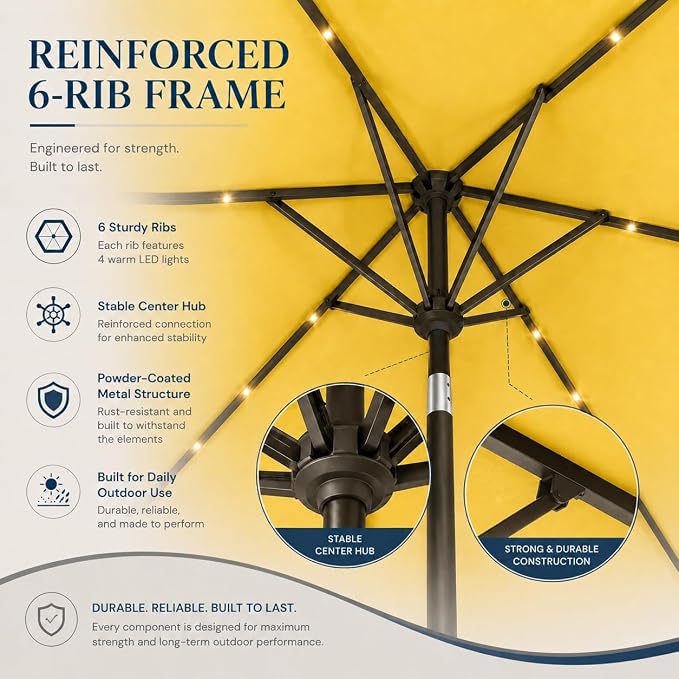 6.5 x 10ft Rectangular Patio Umbrella - Image 4
