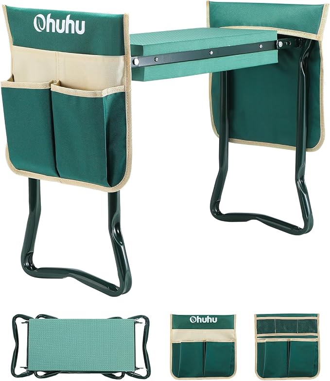 Ohuhu Garden Kneeler and Seat 8" Wider Pad Heavy Duty 2-in-1 Foldable Stool | by Ohuhu