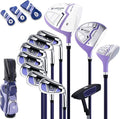 GYMAX Women Golf Clubs, 16PCS Right Handed Golf Set Includes Graphite 460CC Driver(1), Fairway (3), Hybrid (5) & Irons Size 5-SW, Putter & Stand Bag with Rain Hood, Complete Golf for Ladies