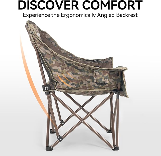 Oversized Camping Chair, Padded Camping Chairs Support 450LBS, Camouflage | - Image 6