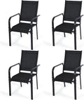 Patio Dining Chairs Set of 4, All-Weather High Back Textilene Stackable Chairs by DELMANGO