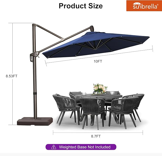 PURPLE LEAF 10' X 10' Cantilever Patio Umbrella - Image 8