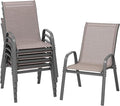 Patio Chairs Set of 6, Stackable Outdoor Dining Chairs | All Weather Dining Set by ONBRILL