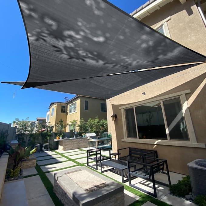 10' x 10' x 14' Triangle Sun Shade Sail, Graphite Grey UV Block | Outdoor sun by SUNLAX