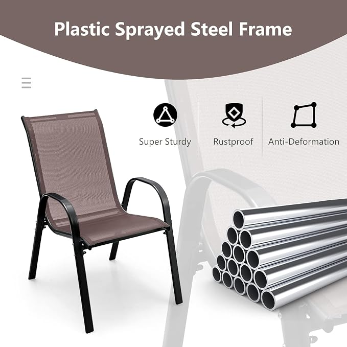MEDIMALL Patio Chairs, Stackable Patio Chairs Set of 4, Outdoor Dining Chairs - Image 5