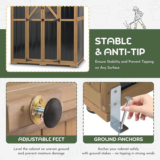 Outdoor Storage Cabinet, Weatherproof Garden Shed - Image 4