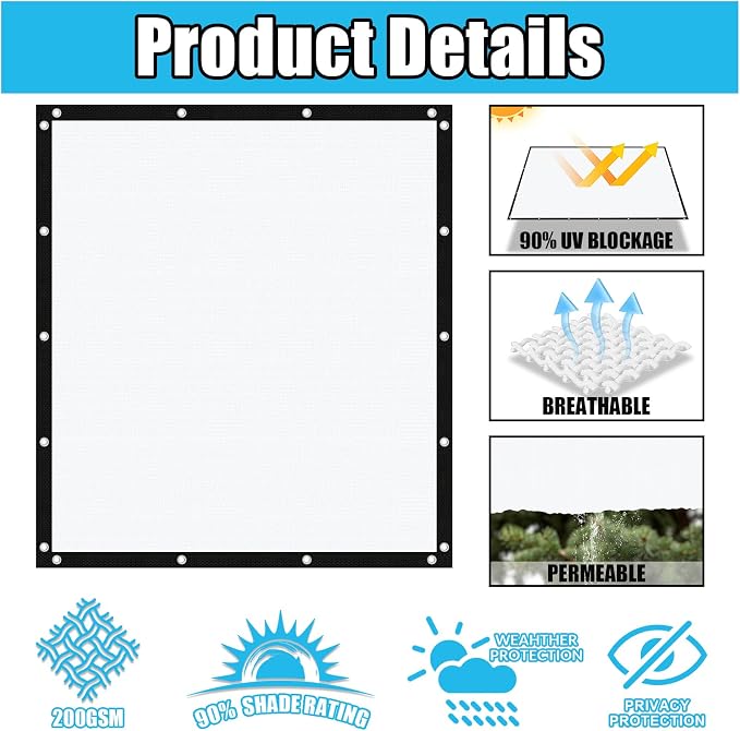 Amagenix 90% Pergola Shade Cover 7' X 13' Sun Shade Cloth - Image 2