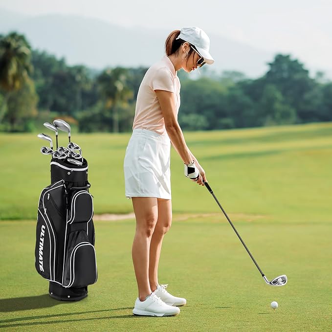 ULTIMATE Women's Complete Golf Club Set, 9/11pcs Right Handed Ladies Golf Clubs Set w/ 460cc Alloy Driver, #3 Fairway Wood, Hybrid, #6/#7/#8/#9/#P Irons & Putter
