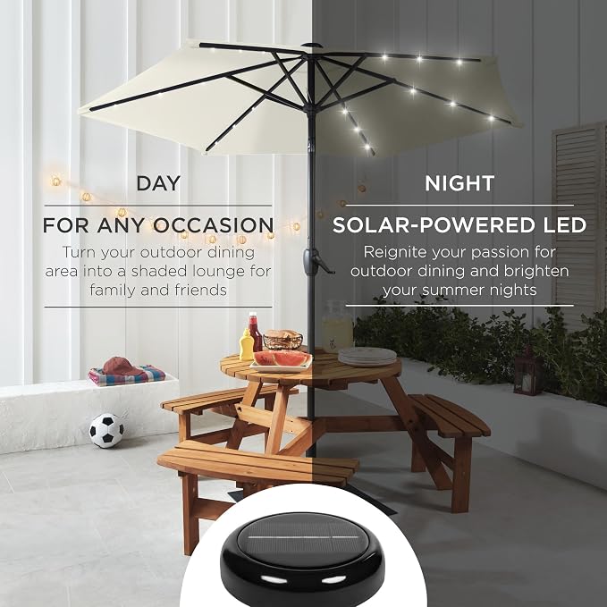 Best Choice Products 7.5ft Solar Umbrella LED Lighted Patio Umbrella, Table - Image 3