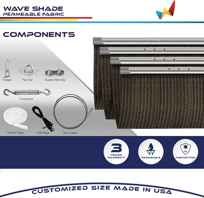 Windscreen4less 4' x 8' Retractable Sun Shade Canopy Cover Sliding Wave Shade - Image 4
