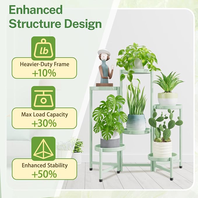 iDavosic.ly Plant Stand Indoor Outdoor, 6 Tier Metal Corner Shelf, Folding - Image 5