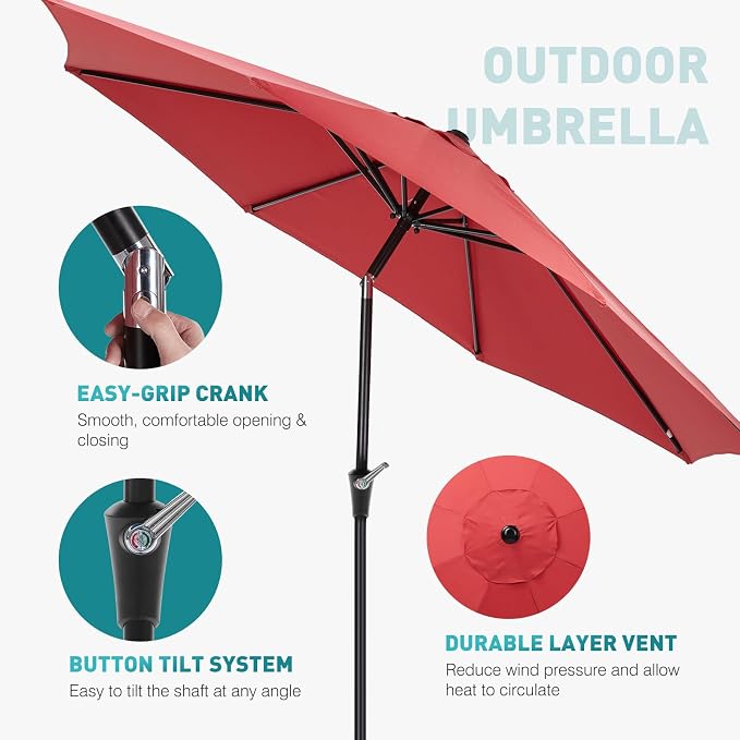 OLIXIS 9ft Patio Table Umbrella, Outdoor Patio Umbrella - Image 2