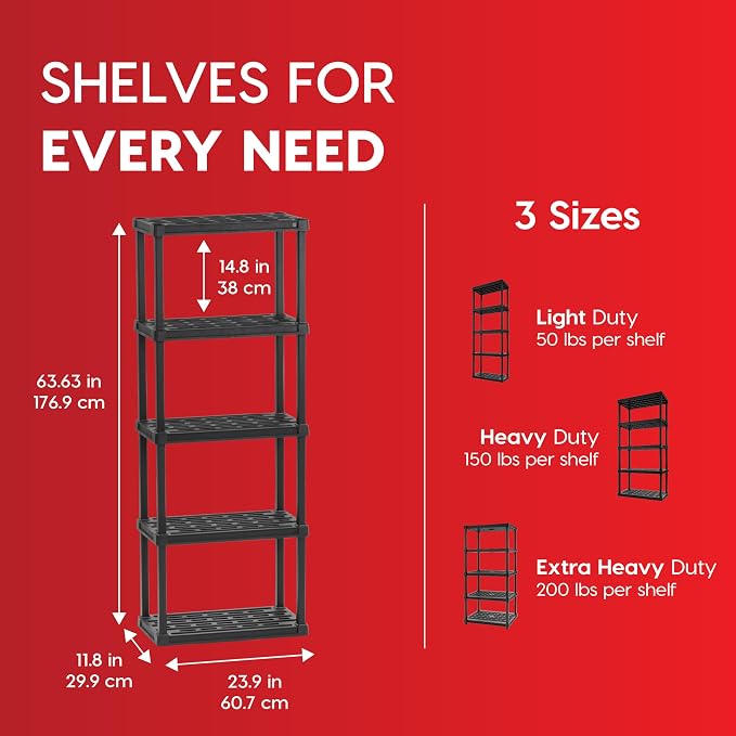 IRIS USA Plastic Storage Shelves |Made in USA| 64"H x 24"W x 12"D - Image 2