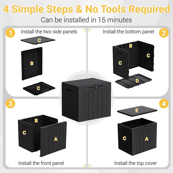 Greesum 33 Gallon Resin Deck Box All Weather Outdoor Storage Boxes, Outdoor Toys - Image 6