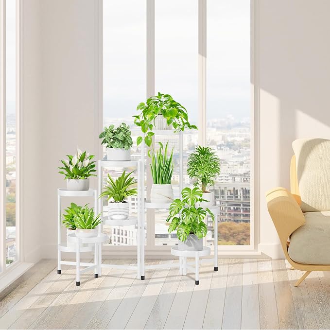 iDavosic.ly Plant Stand Indoor Outdoor, 9 Tier Metal Corner Shelf, Folding - Image 7