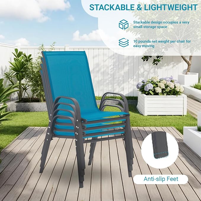 Patio Chairs Set of 4, Breathable Textilene, Weatherproof Frame, Quick Setup - Image 4