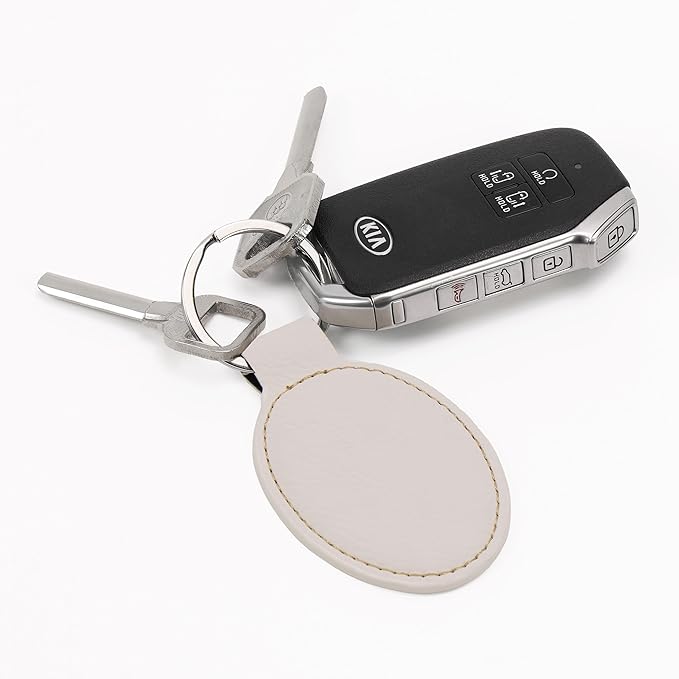 LaserGram Oval Keychain, Off Road Racer, Personalized Engraving Included (White with Gold)