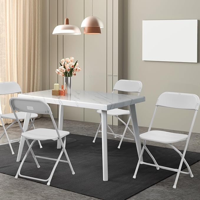 VINGLI 8 Pack White Plastic Folding Chair, Indoor Outdoor Portable Stackable - Image 2