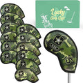 Golf Club Covers Iron Value 12 Pack Stylish Synthetic Leather Headcover, Embroidery Numbers Head Covers Universal Protector Fit Main Iron Wedge Clubs, Accessories Travel for Men Women