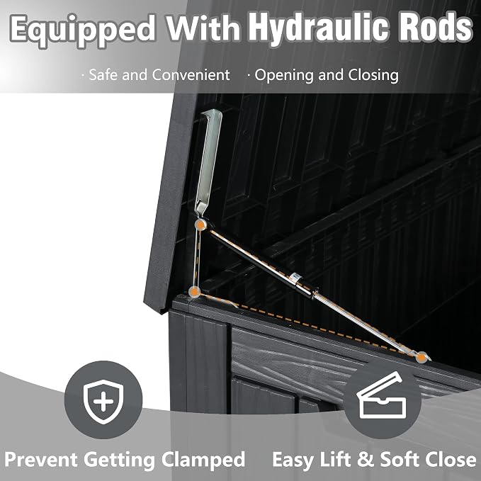97 Gallon Waterproof Large Resin Deck Box, Lockable Large Outdoor Storage Box - Image 4