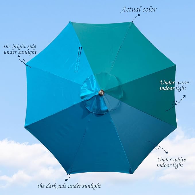 9' Outdoor Patio Umbrella, Outdoor Table Umbrella, Yard Umbrella, Market - Image 2