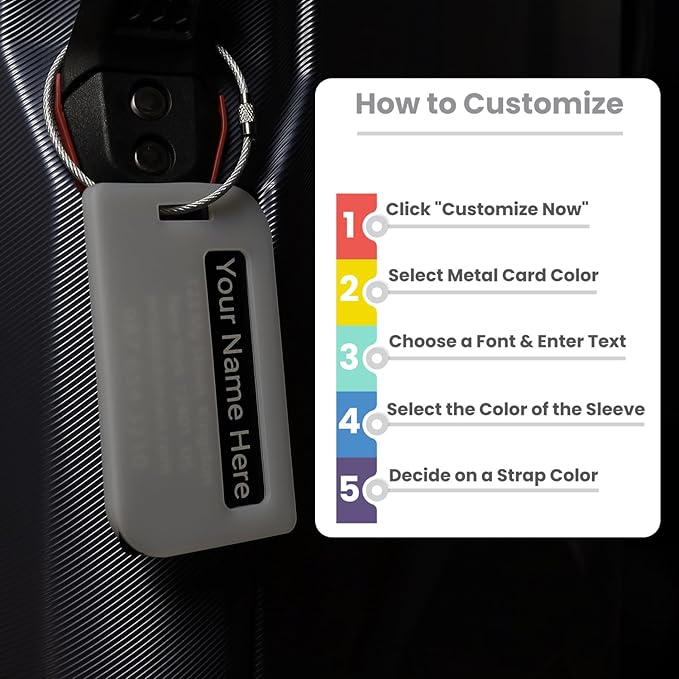 Full Privacy Customized Metal Luggage Tags - Laser Engraved Aluminum Luggage Tags with Silicone Sleeves Pack of 4 (Privacy-Enhanced Bundle, 2x3.5)