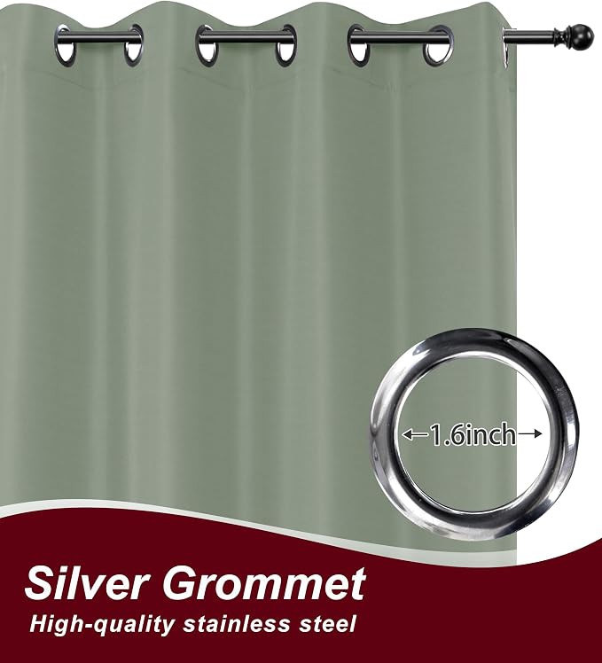 Grommet Outdoor Curtains for Patio Waterproof 8 Pcs 54x120 In Sage Green | - Image 3