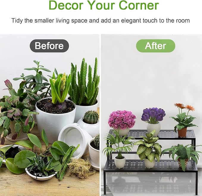 2-Tier Metal Plant Stand, Heavy Duty Flower Pot Holder Rack | 2-tier design - Image 4