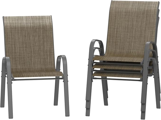 Amopatio Patio Chairs Set of 4, Outdoor Stackable Dining Chairs by Amopatio