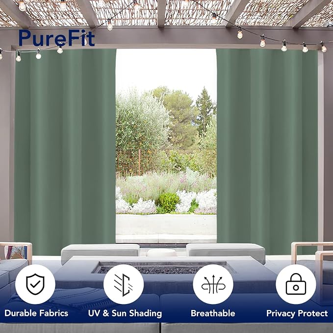 PureFit Outdoor Curtains for Patio Waterproof Weatherproof Outside Curtains | - Image 3
