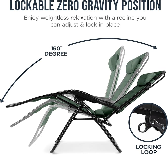 Best Choice Products Oversized Padded Zero Gravity Chair w/Canopy Headrest Cup - Image 7