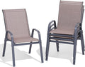 Patio Chairs Set of 4, All Weather Outdoor Dining Chairs | Stackable Dining by Dovov