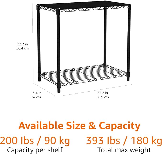 Amazon Basics 2-Shelf Stackable Storage, 13.3" D x 23.2" W x 22.2" H - Image 3