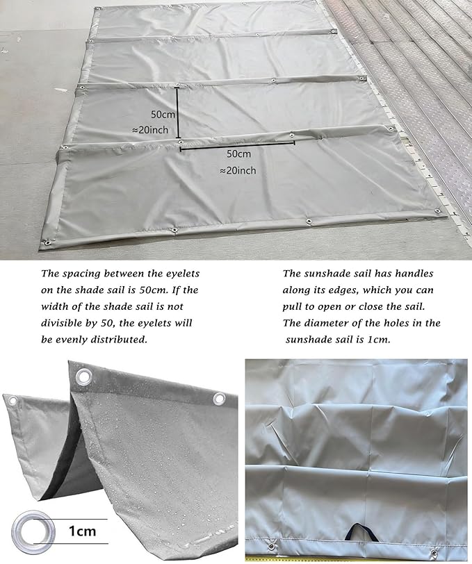 Sun Shade Sail Retractable Wave Waterproof 8' x 21' Shade Cloth Waterproof - Image 4