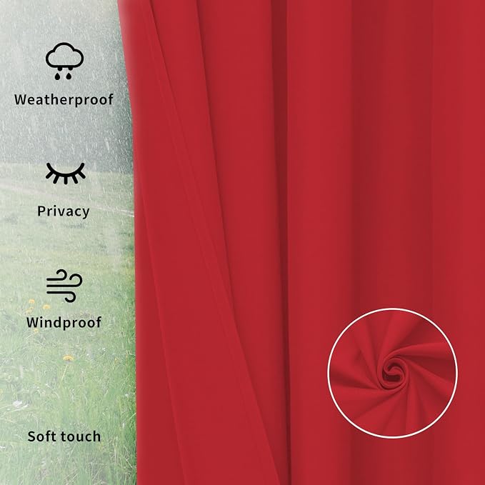 Easy-Going Outdoor Curtains for Patio 1 Panel, 54x120 inch, Weatherproof - Image 6