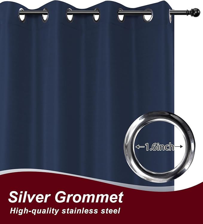 Grommet Outdoor Curtains for Patio Waterproof 8 Pcs 54x108 In Navy | - Image 2