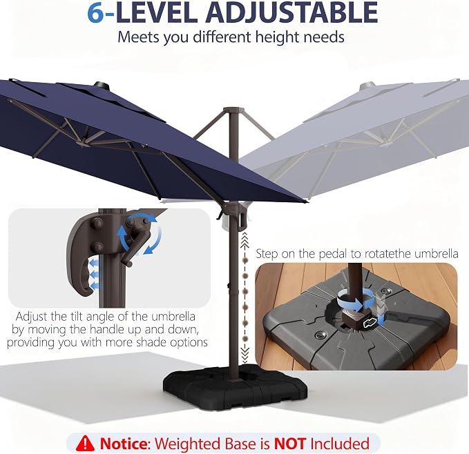10' X 10' Patio Umbrella Cantilever Outdoor Rectangle Umbrella - Image 7