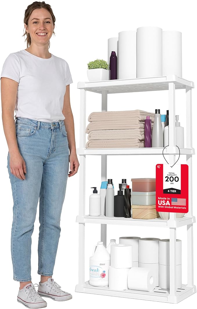 IRIS USA Plastic Storage Shelves |Made in USA| 48"H x 24"W x 12"D by IRISUSA