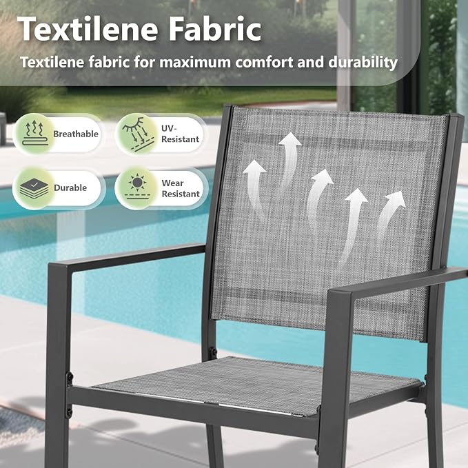 Patio Dining Chairs, All-Weather High-Resilience Textilene Outdoor Dining Chair - Image 5
