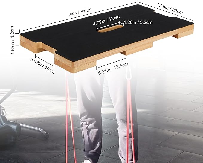 Wood Fitness Board, Resistance Band Workout Footplate, Resistance Band Foot Plate with Non-slip Design for Training, Stretching, Balance, Flexibility Exercise for Home Gym
