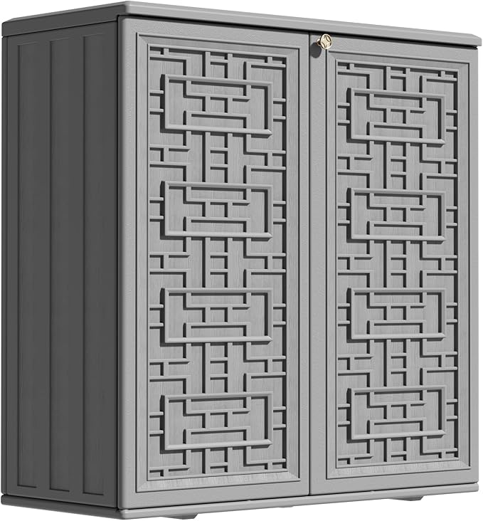 ZZM HDPE Outdoor Storage Shed, Outdoor Plastic Storage Cabinet, Horizontal by ZZM