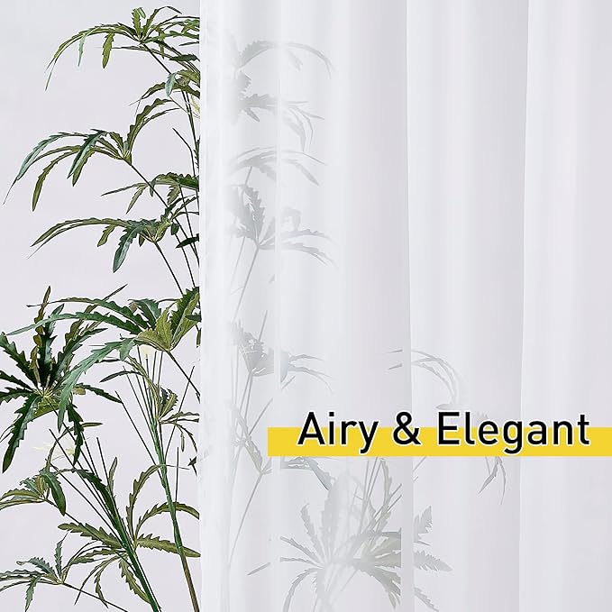 NICETOWN 2 Panels Extra Long White Sheer Outdoor Curtains - Image 5