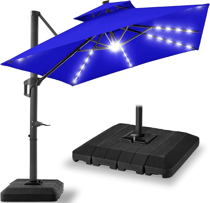 Best Choice Products 9x12ft LED Cantilever Patio Umbrella w/Base Included & by Unknown