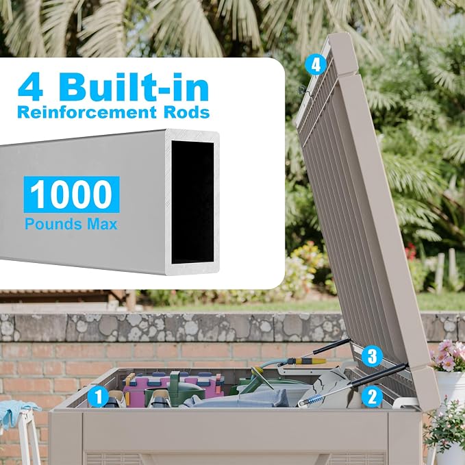 320 Gallon Outdoor Deck Box, Resin Waterproof Storage Box - Image 5