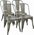 FDW | Metal Dining Chairs | Set of 4, Bronze | 330lbs Load | Stackable Tolix by FDW