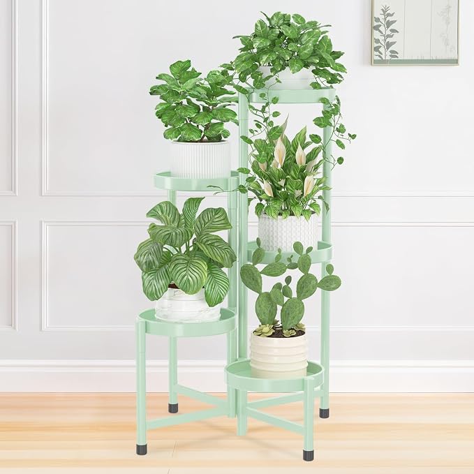 iDavosic.ly Plant Stand Indoor Outdoor, 5 Tier Metal Corner Shelf, Folding by iDavosicly