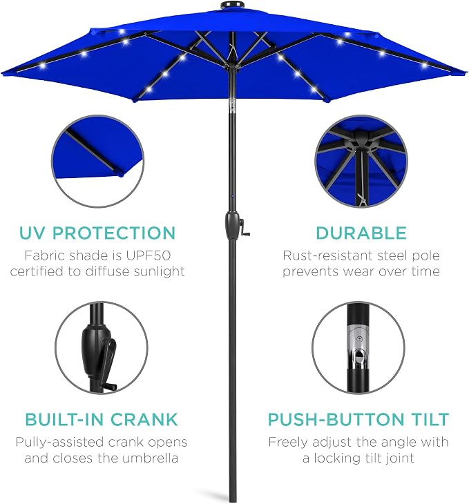 Best Choice Products 7.5ft Solar Umbrella LED Lighted Patio Umbrella, Table - Image 5