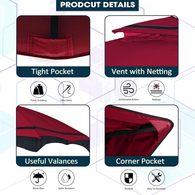 ABCCANOPY Riplock Gazebo Replacement Canopy - Image 3