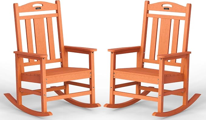 Oversized Outdoor Rocking Chairs Set of 2, 380lbs Heavy-Duty Large Patio Rocker by CIOKEA