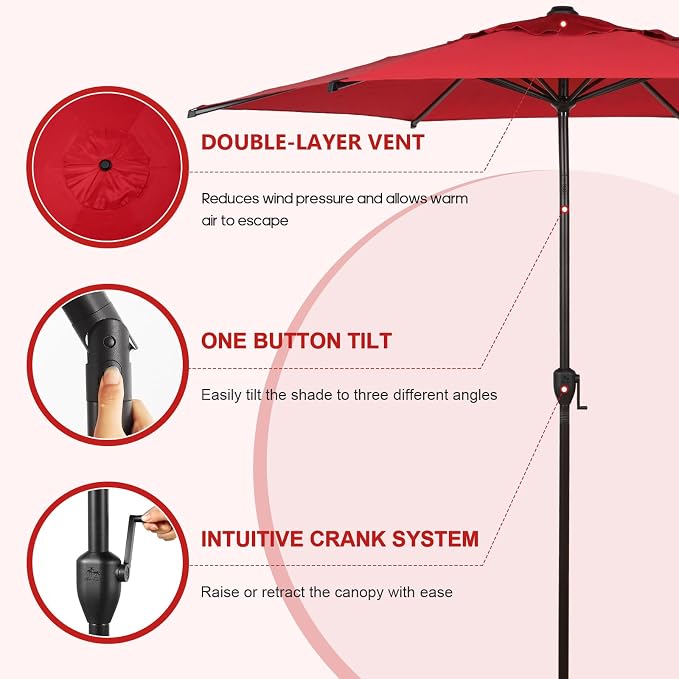 Abba Patio 9FT Lyon Outdoor Patio Umbrella Outdoor Table Umbrella - Image 2